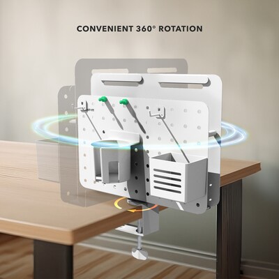 Mount-It! 360° Rotating Pegboard and Document Organizer with Accessories for Desks, White (MI-7301WHT)