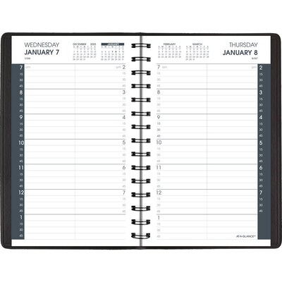 2026 AT-A-GLANCE 5 x 8 Daily Appointment Book Planner, Faux Leather Cover, Black (70-800-05-26)