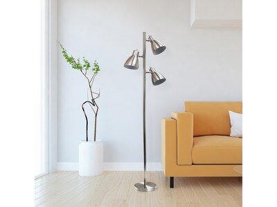 Creekwood Home Essentix 64" Brushed Nickel Floor Lamp with Cone Shades (CWF-3003-BN)