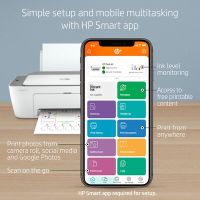 HP DeskJet 2755e Wireless Color All-in-One Printer with 6 Months Free Ink with HP+ (26K67A)