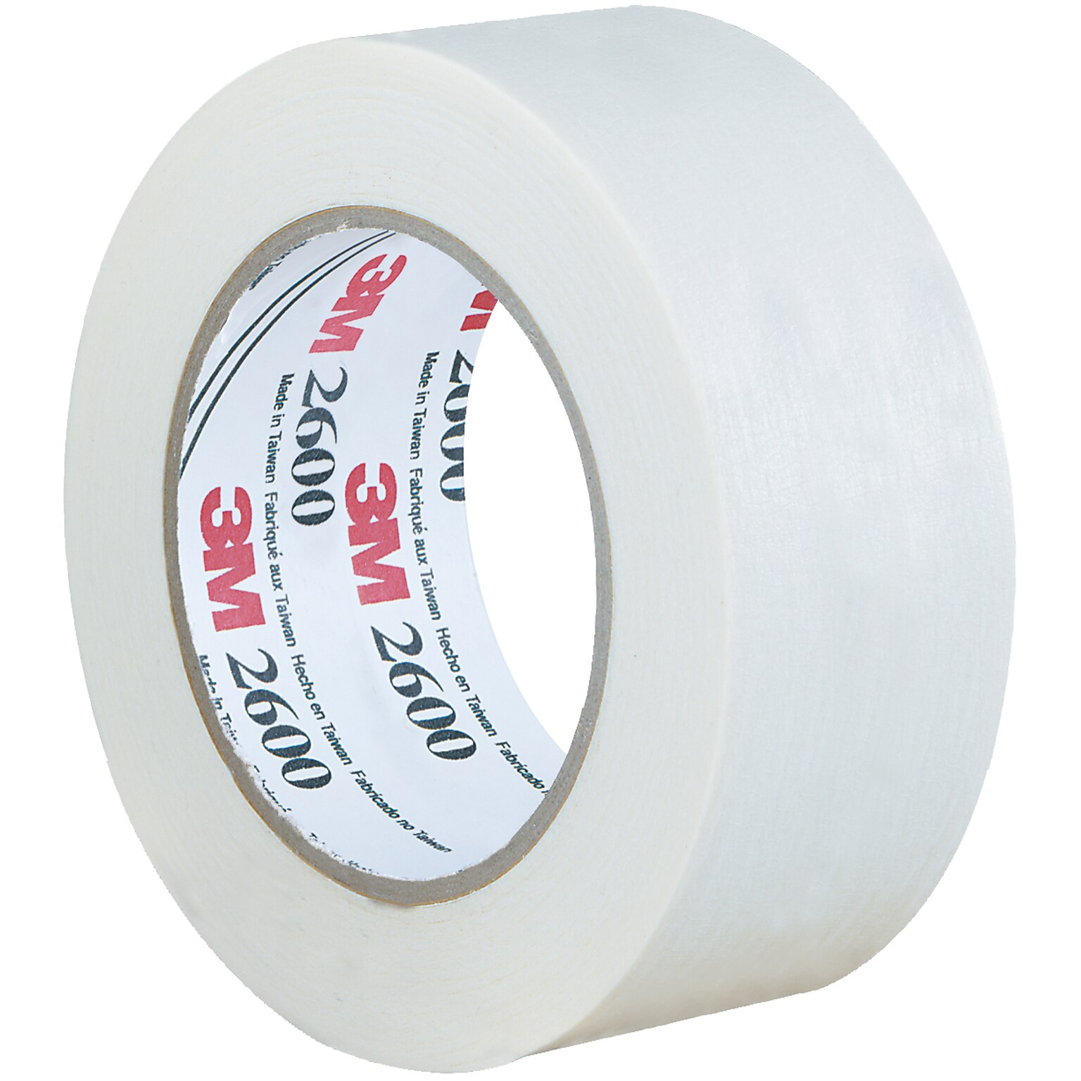 3M 2600 Masking Tape, 2 x 60 yds., White, 12 Rolls/Pack  (T93726012PK)