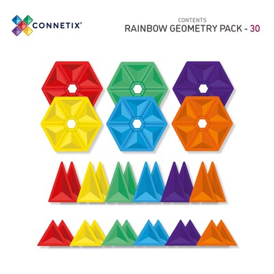 Connetix Magnetic Tiles Rainbow Geometry Pack, 30 Pieces (CNTR00030GE)