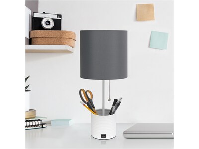 Simple Designs Table Lamp, White/Gray (LT1085-GOW)
