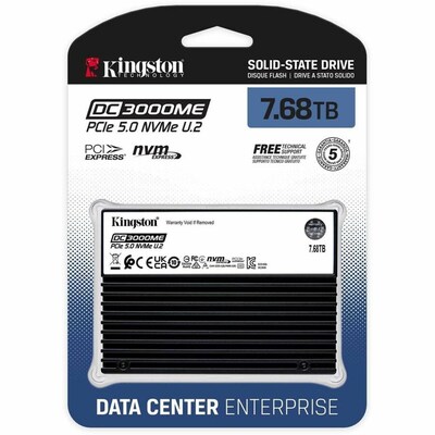 Kingston DC3000ME 7.68TB 2.5" U.2 PCIe Gen5 NVMe Internal Solid State Drive, 3D eTLC (SEDC3000ME/7T6)