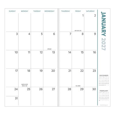 2027 TF Publishing Beaches 3.5 x 6.5  Monthly Standard Planner, Paperboard Cover, Multicolored (27-7000)