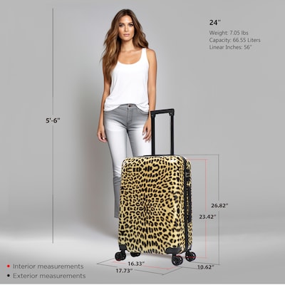 InUSA Prints 24" Hardside Suitcase, 4-Wheeled Spinner, TSA Checkpoint Friendly, Cheetah Animal Print (IUAPC00M-CHE)