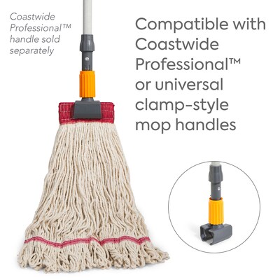 Coastwide Professional™ Looped-End Wet Mop Head, Large, Cotton, 5" Headband, White (CW57748)
