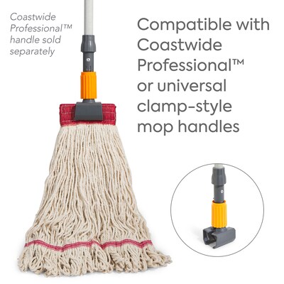 Coastwide Professional™ Looped-End Wet Mop Head, Large, Cotton, 5" Headband, White (CW57748)