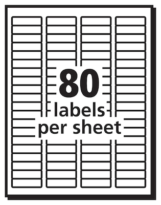 PRES-a-ply Laser/Inkjet Return Address Labels, 1/2" x 1-3/4", White, 80 Labels/Sheet, 100 Sheets/Pack (30640)