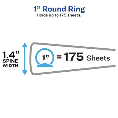 Avery 1" 3-Ring Flexible Poly Binders, Gray (17676)