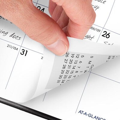 2025-2026 AT-A-GLANCE 3.5" x 6" Academic Year Monthly Planner, Faux Leather Cover, Black (AY53-00-26)