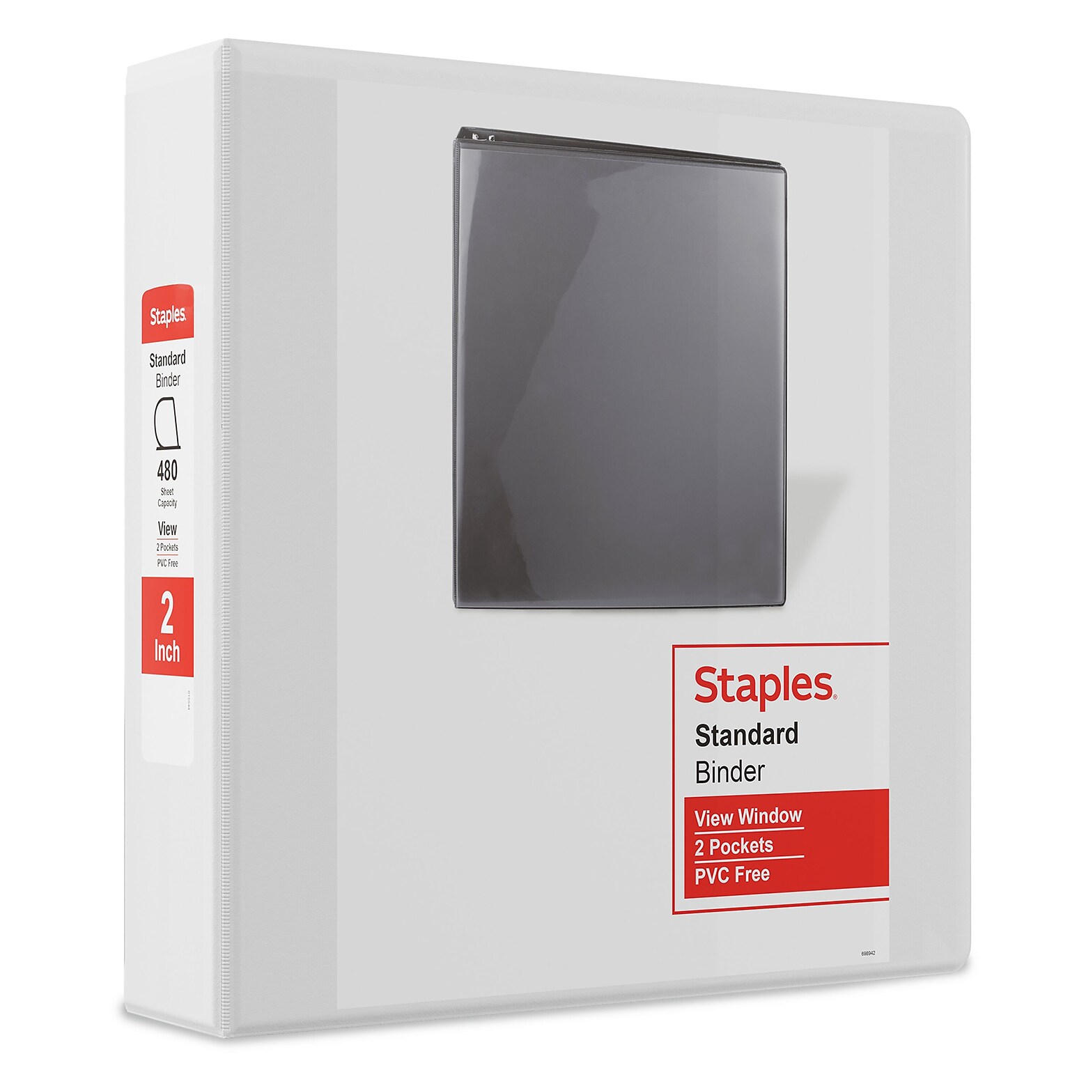 Staples® Standard 2 3 Ring View Binder with D-Rings, White, 6/Pack (26444CT)