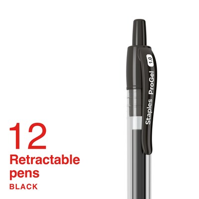 Staples ProGel™ Retractable Gel Pen, Bold Point, 1.0mm, Black Ink, Dozen (ST62589)