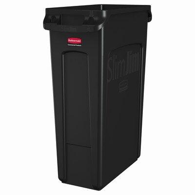 Rubbermaid Slim Jim Indoor Trash Can w/ No Lid, Black, 23 Gal. (FG354060BLA)