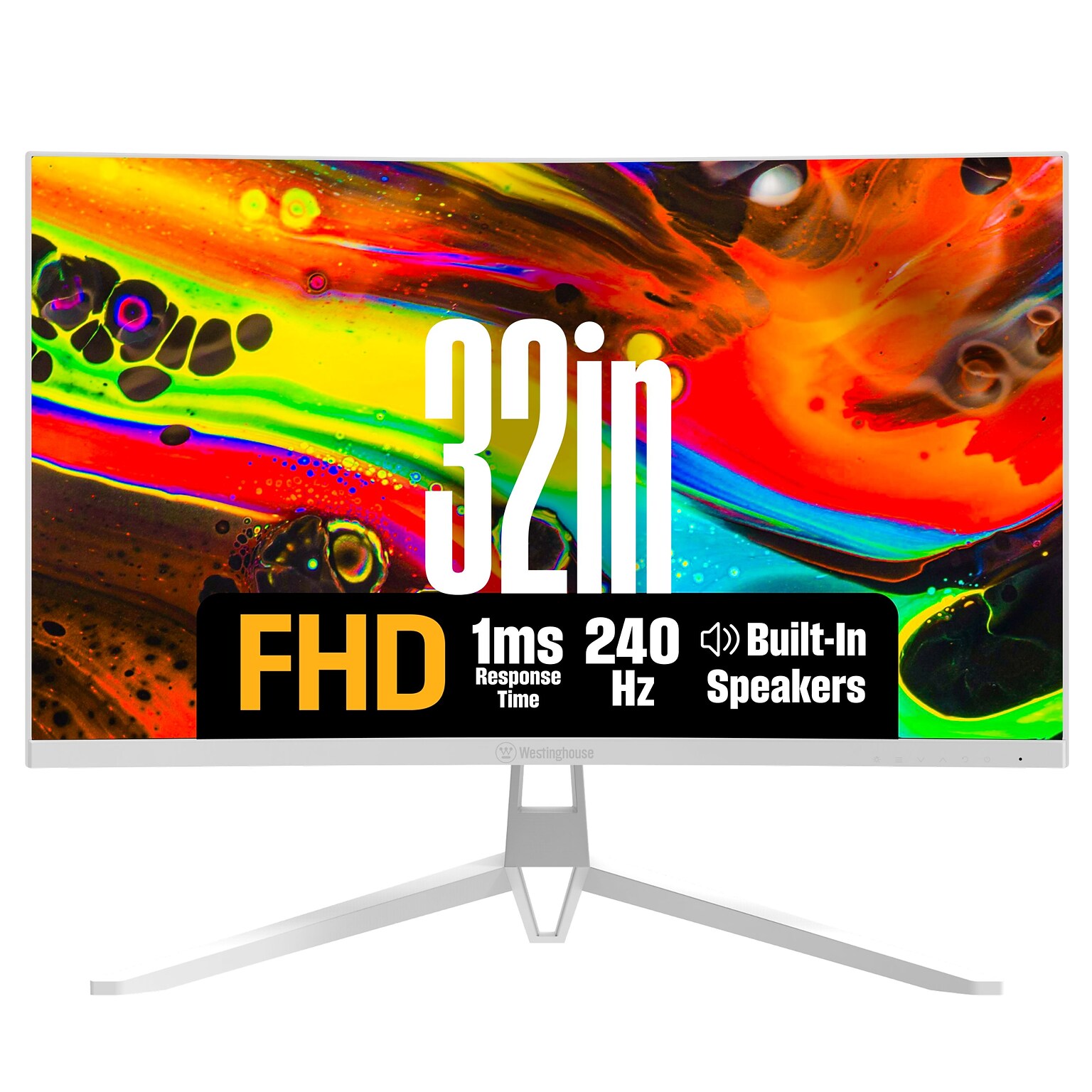 Westinghouse RX Series 32 Curved FHD 240Hz LED AMD FreeSync Gaming Monitor, Built-In Speakers, White (WC32RX6250W)