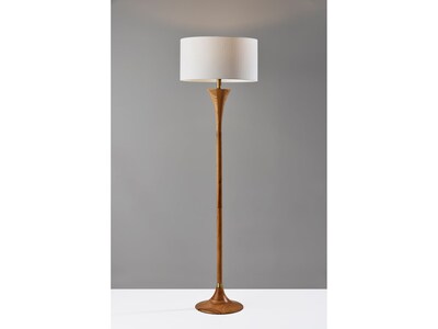 Adesso Rebecca 60" Natural Rubberwood Floor Lamp with White Drum Shade (1601-12)