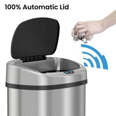 iTouchless SensorCan Stainless Steel Sensor Trash Can with AbsorbX Odor Control System, Silver, 13 gal. (ITOS13B)