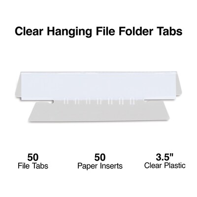 Staples® Hanging File Folder Tabs, Clear, 50/Pack (ST10986-CC)