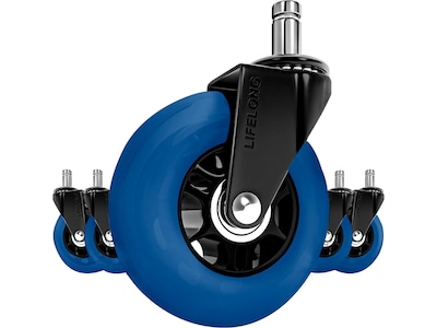 Lifelong Wheels Chair Caster, Blue/Black, 5/Set (B0B8LCV3MH)
