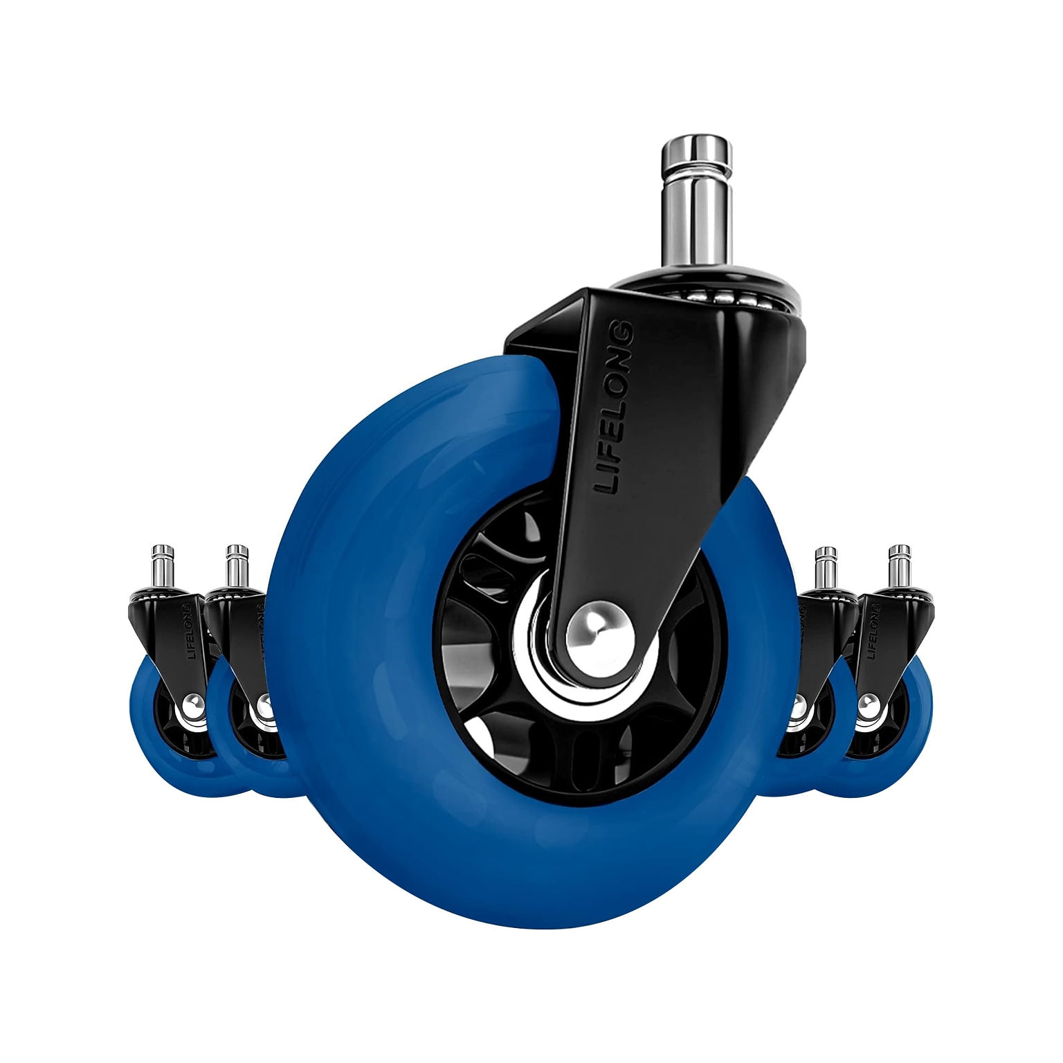 Lifelong Wheels Chair Caster, Blue/Black, 5/Set (B0B8LCV3MH)