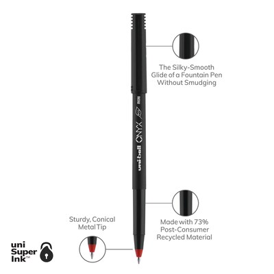 uni-ball Onyx Rollerball Pen, Micro Point, 0.5mm, Red Ink, Dozen (60042)