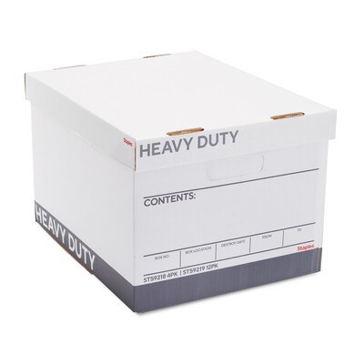 Staples Heavy Duty File Box, Lift Off Lid, Letter/Legal, White/Gray, 12/Carton (TR59219)