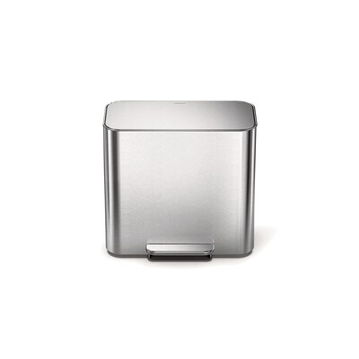 simplehuman 15L Mini Office Recycler with Liner Pocket, Brushed Stainless Steel, Indoor Step Trash Can, 4 Gallons (CW2120)