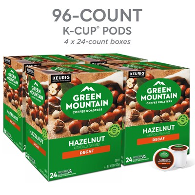 Green Mountain Hazelnut Decaf Coffee Keurig® K-Cup® Pods, Light Roast, 96/Carton (77923)
