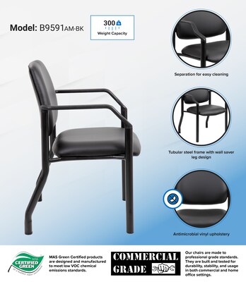 Boss Office Products Bariatric Vinyl Guest Chair, Black (B9591AM-BK)