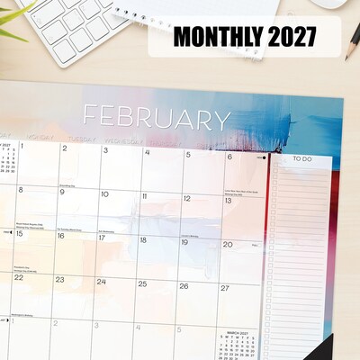 2027 Willow Creek Abstract Art 22" x 17" Monthly Desk Pad Calendar, Assorted Colors (66553)