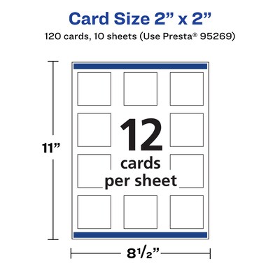 Avery Integrated Cards, 2" x 2", Glossy White, 120/Pack (95269)