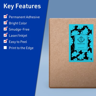 Avery Rectangle Multipurpose Labels, 5.5 x 8.5, Bright Blue, 40/Pack (94229)