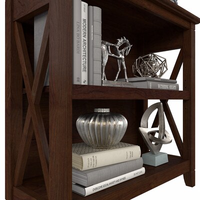 Bush Furniture Key West 30"H 2-Shelf Bookcase with Adjustable Shelf, Bing Cherry (KWB124BC-03)