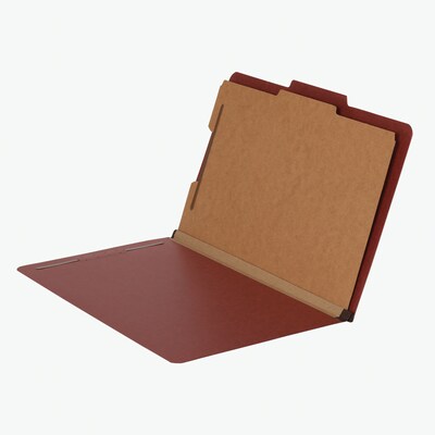 Pendaflex Pressboard Classification Folders, 1-Divider, 2" Expansion, Legal Size, Brick Red, 10/Box (2157R)