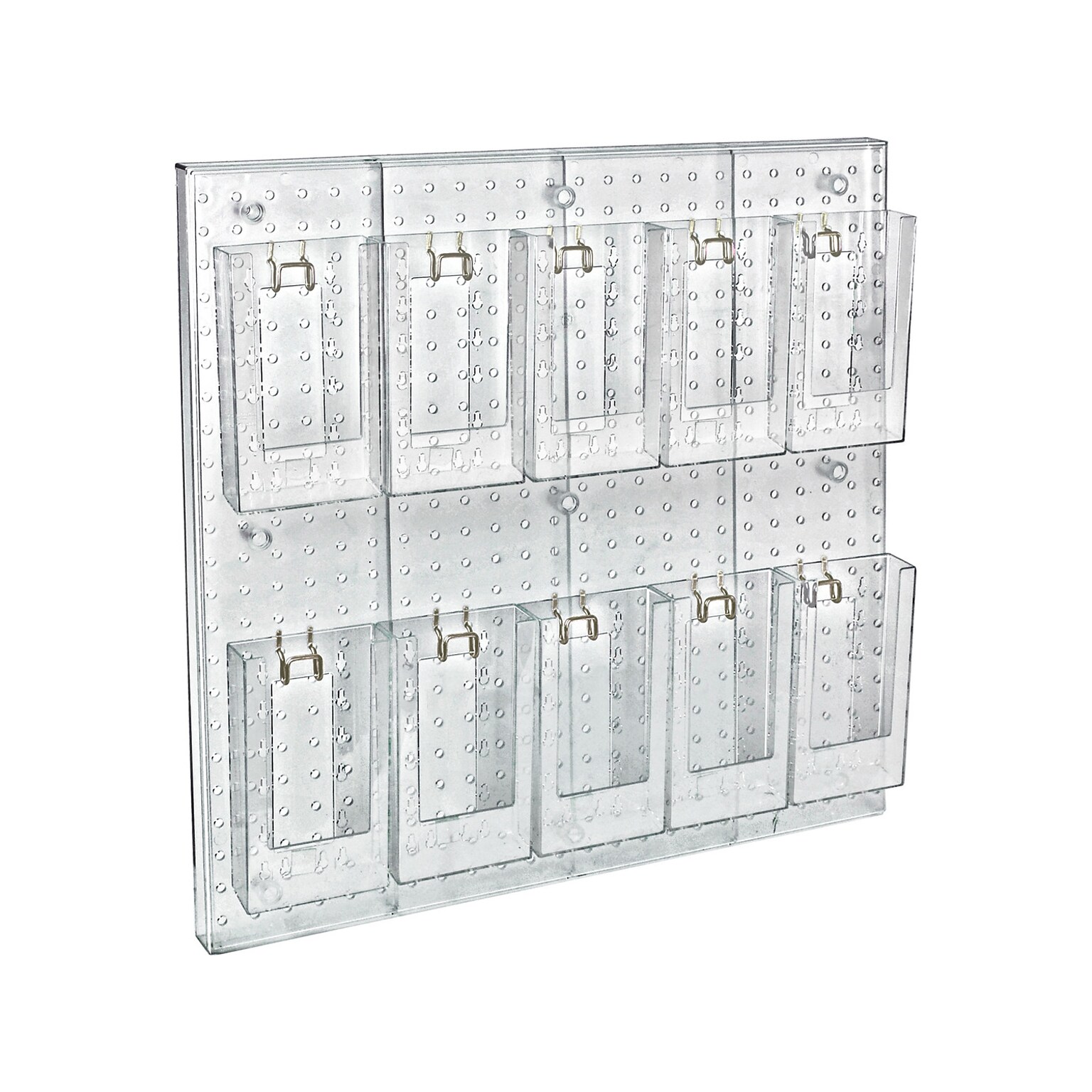 Azar Pegboard 10-Pocket Wall Brochure Holder, 24 x 24, Clear (700680)