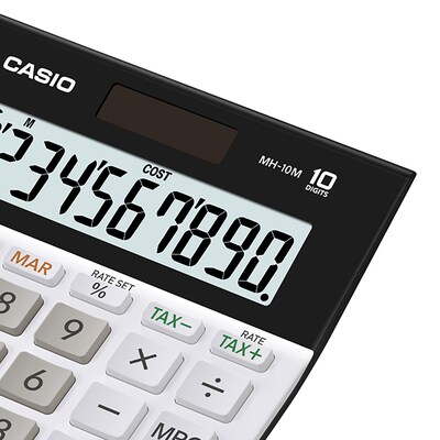 CASIO MH-10M 10-Digit Battery & Solar Portable Desktop Calculator, White, 10/Pack (MH-10M)