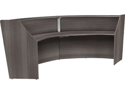 Regency Marque 124.5"W Curved Reception Desk Workstation, Driftwood Gray (77292GY)