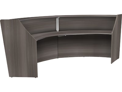 Regency Marque 124.5W Curved Reception Desk Workstation, Driftwood Gray (77292GY)