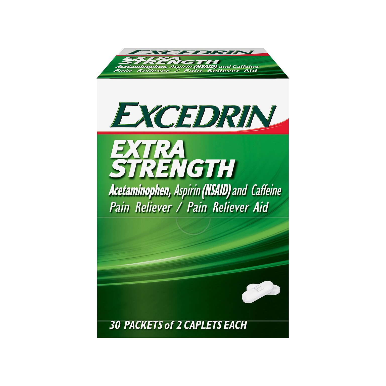 Excedrin Extra Strength 250mg Acetaminophen Caplet, 2/Packet, 30 Packets/Box (64108X)