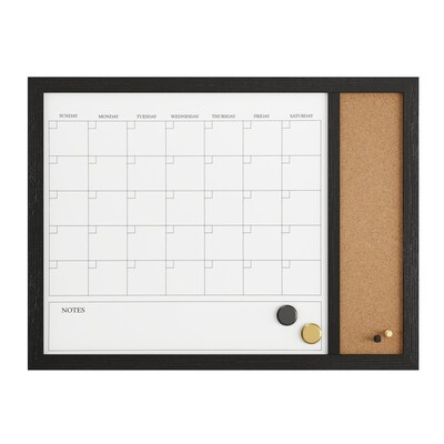 Martha Stewart Everette Magnetic Cork-Dry Erase Monthly Calendar Combo Set, Engineered Wood Frame, 24"x18" (BRPMCO4C14561BK)