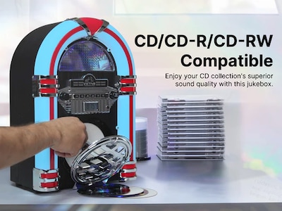 Victor Bluetooth CD Jukebox Speaker with FM Radio, Mahogany (VDTJ-1550-MH)