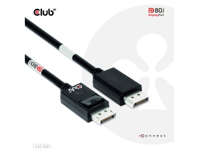 Club 3D 3.94' DisplayPort 2.1 to DisplayPort 2.1 Cable, Male to Male, Black (CAC-1091)