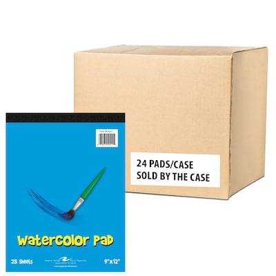 Roaring Spring Paper Products 9 x 12 Watercolor Pad, 25 Sheets, 24/Case (52511cs)