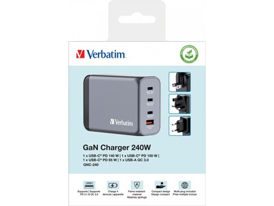 Verbatim USB Type-A/USB Type-C Wall Charger, Gray (32205)