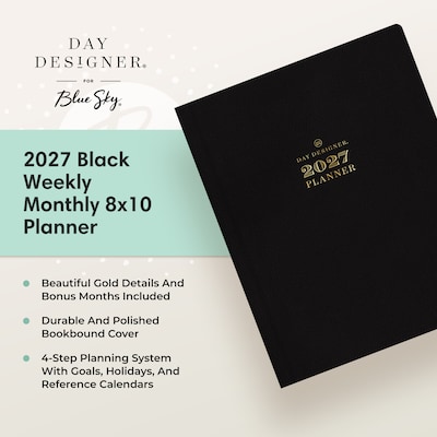 2027 Blue Sky Day Designer 8" x 10" Weekly & Monthly Planner, Black (161281)