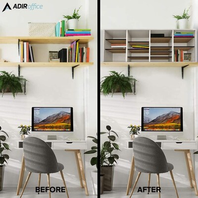 Adiroffice Wood White Adjustable 24 Compartment Literature Organizer (500-24-WHI)