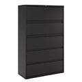 Quill Brand® HL8000 Commercial 5 File Drawers Lateral File Cabinet, Locking, Black, Letter/Legal, 42