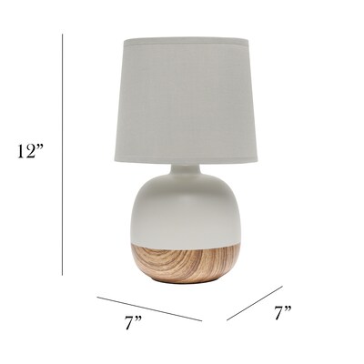 Simple Designs Petite Mid Century Table Lamp, Light Wood and Light Gray (LT2078-LWG)