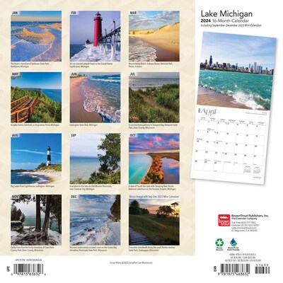 2024 BrownTrout Lake Michigan 12" x 24" Monthly Wall Calendar (9781975463632)
