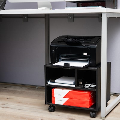 Mind Reader 3-Shelf Mobile Printer Utility Cart with Wheels, Black (MDFPCART-BLK)